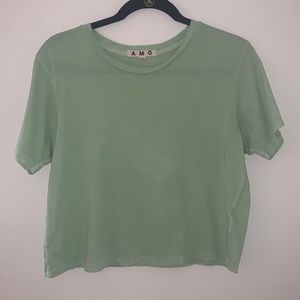 Amo Light Green Cropped Tee Size Large